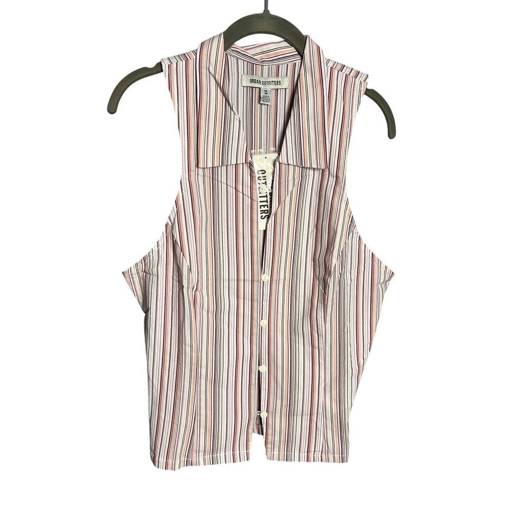 Urban Outfitters White Striped Collared Tank Top - Picture 5 of 8